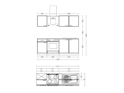 Online Flex-Well Exclusiv Küche 1601-005sWs Lund 210cm Lichtgrau glänzend -Rauchgrau