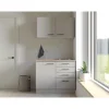 Clearance Miniküche Lund 100 cm Lichtgrau glänzend-Rauchgrau Single-Küchen|Miniküchen