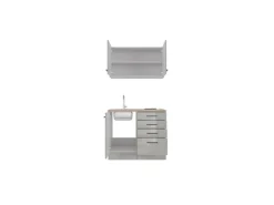 Clearance Miniküche Lund 100 cm Lichtgrau glänzend-Rauchgrau Single-Küchen|Miniküchen