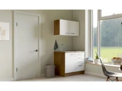 Best Flex-Well Exclusiv Miniküche Vintea 100 cm Magnolia matt - Lancelot Oak