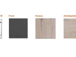 Outlet Musterpaket Küchenzeile Morena Basaltgrau-San Remo Eiche NB Einbauküchen