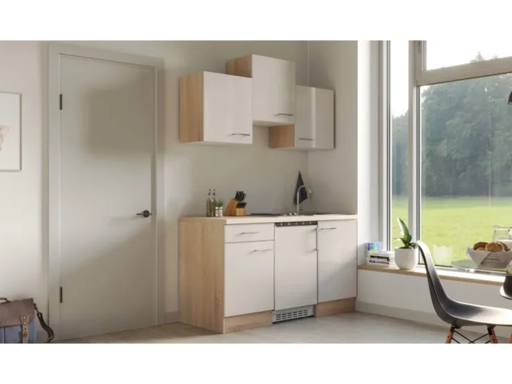 Best Flex-Well Exclusiv Singleküche Orlando 150 cm Kaschmir Glanz - Sonoma Eiche