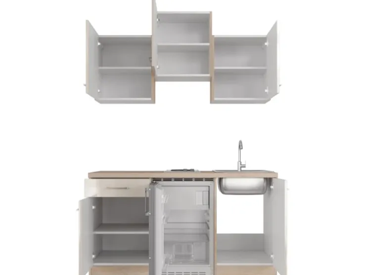 Best Flex-Well Exclusiv Singleküche Orlando 150 cm Kaschmir Glanz - Sonoma Eiche