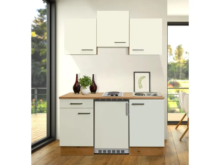 Flex-Well Exclusiv Single-Küchen|Pantryküchen<Singleküche Vintea 150 cm Magnolia-Lancelot Oak