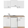 Flex-Well Exclusiv Singleküche Valero 150 cm Hochglanz Weiß - Sonoma Eiche