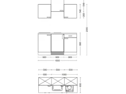 Flex-Well Exclusiv Singleküche Valero 150 cm Hochglanz Weiß - Sonoma Eiche