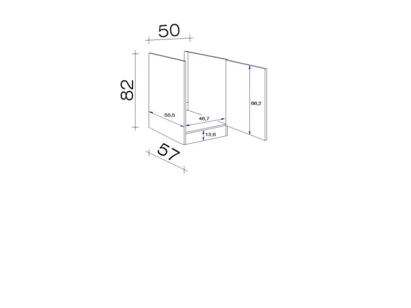 New Spülenschrank SPU 50 Lund 50cm Lichtgrau glänzend-Rauchgrau Küchenschränke
