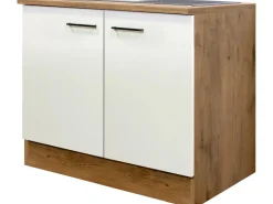 Flex-Well Exclusiv Küchenschränke<Spülenunterschrank Vintea 100 cm Magnolie matt - Lancelot Oak