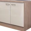 Clearance Spülenunterschrank Orlando 100 cm Kaschmir Glanz-Sonoma Eiche Küchenschränke