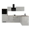 Flex-Well Exclusiv Winkelküchen<Winkelküche Lund 280 x 170 cm Lichtgrau glänzend-Rauchgrau