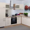New Flex-Well Exclusiv Winkelküche Orlando 280 cm Kaschmir Glanz-Sonoma Eiche