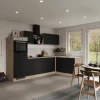 Outlet Winkelküche Capri 280 x 170 cm Schwarz Matt-Endgrain Oak Winkelküchen|Kochfelder