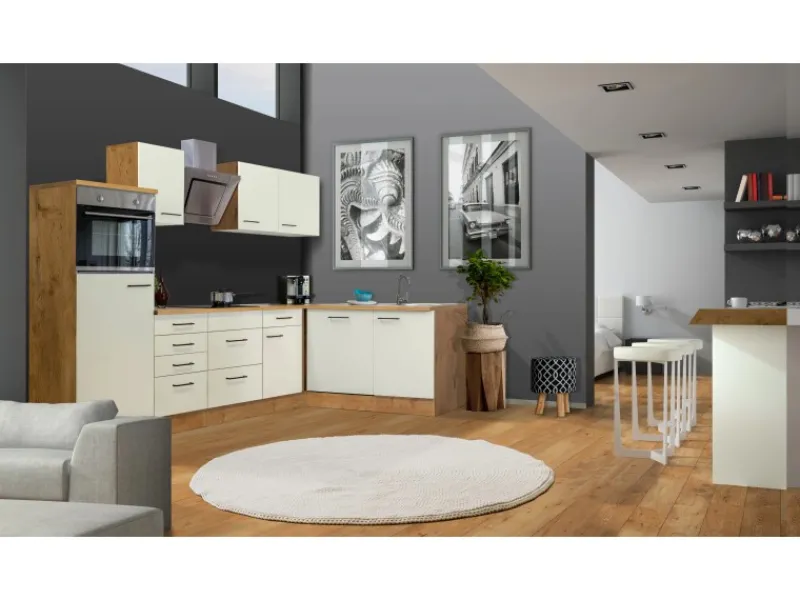 Hot Winkelküche Vintea 280x170 cm Magnolia-Lancelot Oak Winkelküchen|Kühlschränke