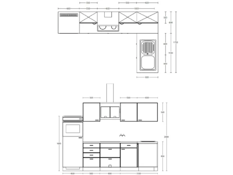 Clearance Winkelküche Cara 280 x 170 cm Schilfgrün matt - Artisan Eiche Winkelküchen|Einbauküchen