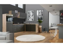 Outlet Winkelküche Morena 280x170 cm Basaltgrau Matt-San Remo Eiche Winkelküchen|Einbauküchen