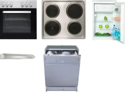 Outlet Küchengeräte-Set 4 Herd Kühlschrank Geschirrspüler + Dunstabzugshaube Backöfen|Herde