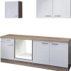 New Flex-Well Küchenzeile 210 cm ohne E-Geräte Valero Hochglanz Weiß - Sonoma Eiche Einbauküchen|Küchenschränke