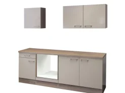 Hot Flex-Well Exclusiv Flex-Well Küchenzeile 210 cm ohne E-Geräte Orlando Kaschmir Glanz - Sonoma Eiche