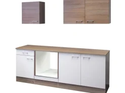 Clearance Flex-Well Classic Flex-Well Küchenzeile 210 cm ohne E-Geräte Florida Weiß - Sonoma Eiche