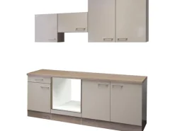 New Flex-Well Küchenzeile 210 cm ohne E-Geräte Orlando Kaschmir Glanz - Sonoma Eiche Einbauküchen
