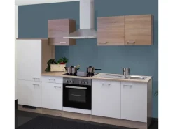 Outlet Flex-Well Classic Flex-Well Küchenzeile Florida 280 cm Weiß Matt - Sonoma Eiche