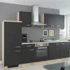 Clearance Flex-Well Küchenzeile Lara 270 cm Anthrazit San Remo Eiche hell Winkelküchen|Einbauküchen