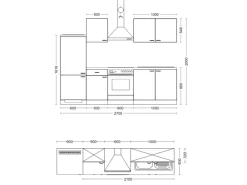 Clearance Flex-Well Küchenzeile Lara 270 cm Anthrazit San Remo Eiche hell Winkelküchen|Einbauküchen