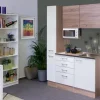 New Flex-Well Singleküche 130 cm Florida Weiß-Sonoma Eiche Single-Küchen|Pantryküchen