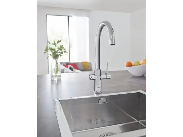 Clearance Grohe C-Auslauf Armatur und Boiler Red Duo L-Size Supersteel