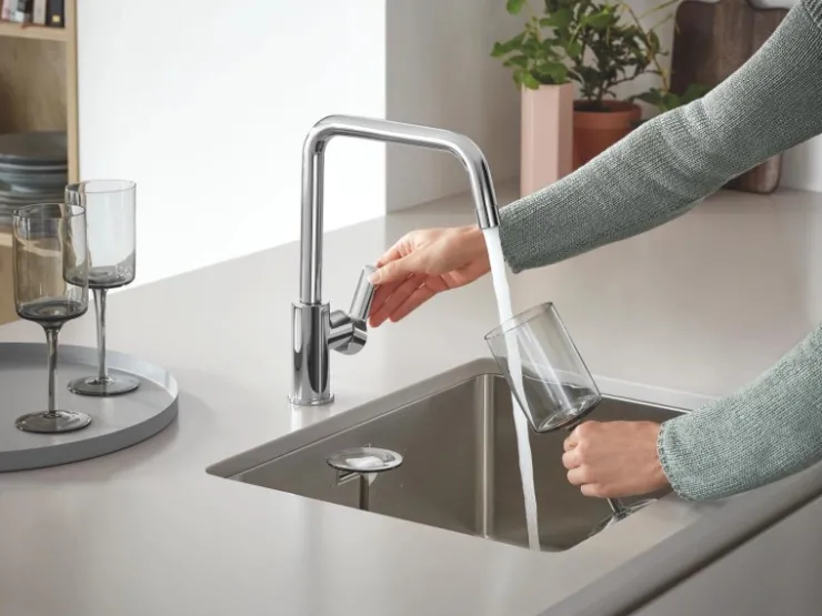 Clearance Grohe Einhand-Spültischbatterie Start 1/2" Niederdruck mit hohem Auslauf Silber