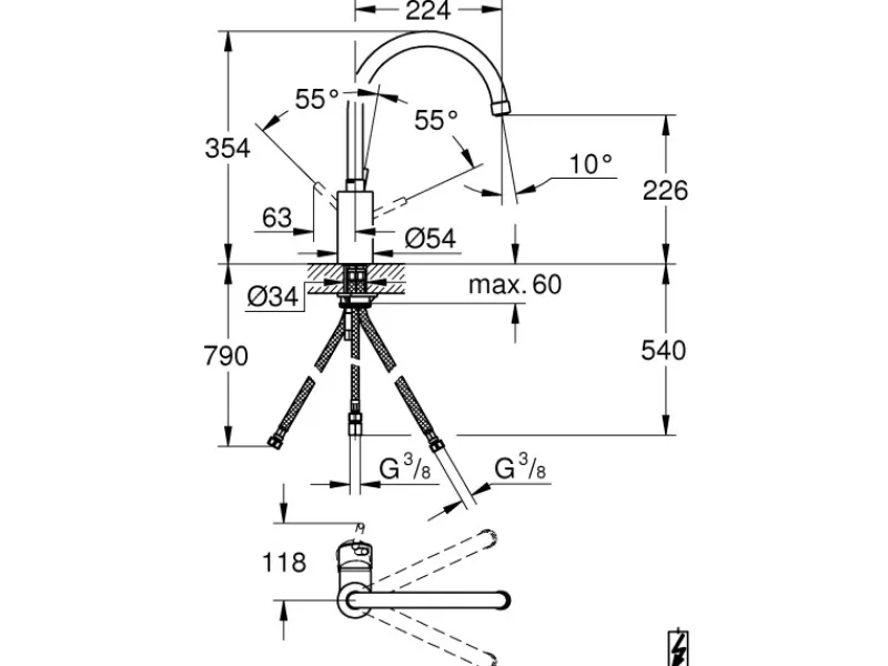 Clearance Einhand-Spültischbatterie Concetto Chrom 1/2" Einhebelmischer
