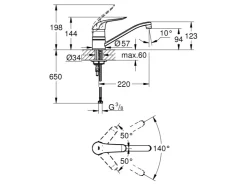 New Grohe Einhand-Spültischbatterie Euroeco Special Schwenkbereich 140° Chrom