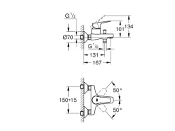 Clearance Einhand-Wannenbatterie BauFlow Chrom Einhebelmischer