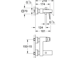 Outlet Grohe Einhand-Wannenbatterie Eurocube DN 15