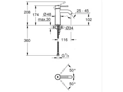 Grohe Einhebelmischer<Einhand-Waschtischbatterie Essence S-Size Cool Sunrise gebürstet