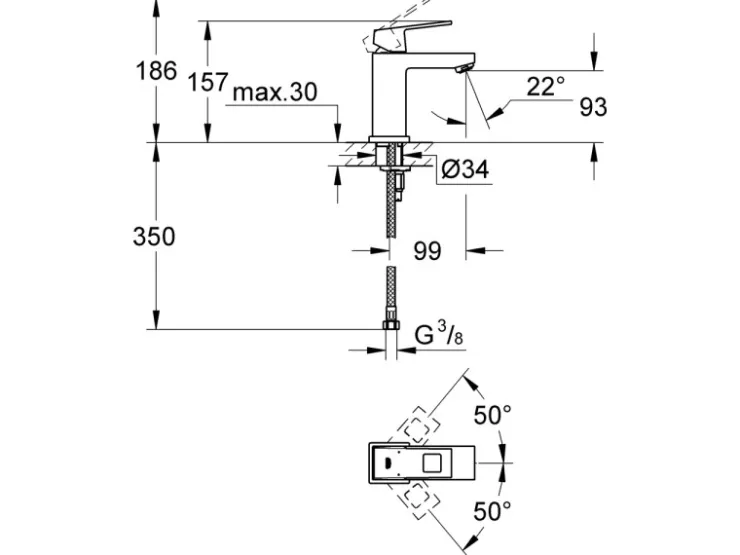 Sale Grohe Einhand-Waschtischbatterie Eurocube S-Size Chrom