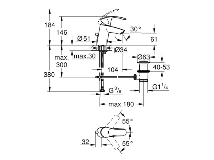 Online Grohe Einhand-Waschtischbatterie Eurosmart S-Size Einlochmontage Chrom