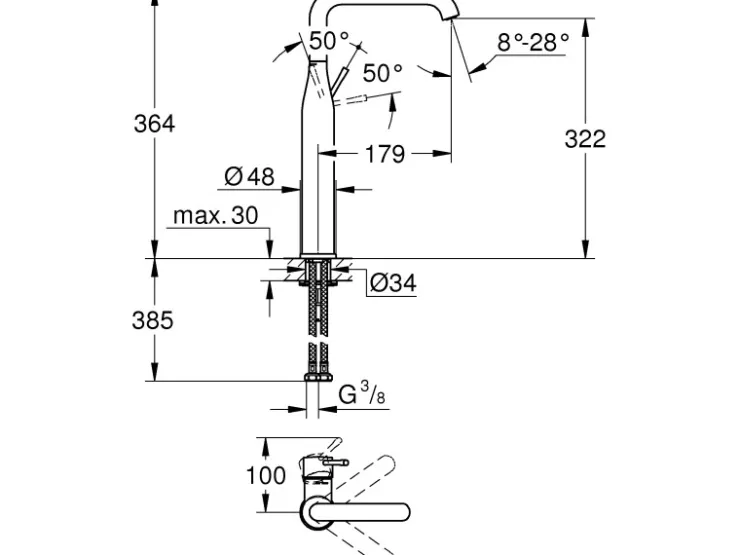 Grohe Einhebelmischer<Einhand-Waschtischbatterie Essence XL-Size Cool Sunrise