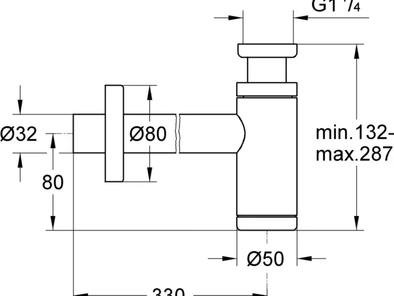 Outlet Geruchsverschluss Waschtisch 1 1/4" Ersatzteile Küchenarmatur