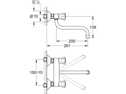 Clearance Grohe Küchenarmatur Costa L DN 15 für Wandmontagen