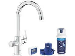Clearance Küchenarmatur-Set Blue Pure Start Curve mit Mini Aktivkohlefilter Silber Einhebelmischer