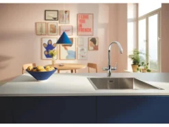 Clearance Küchenarmatur-Set Blue Pure Start Curve mit Mini Aktivkohlefilter Silber Einhebelmischer