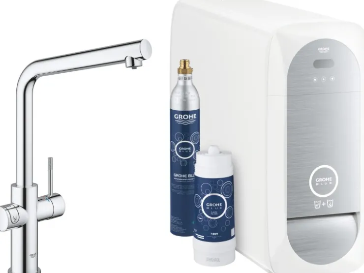 Discount Grohe L-Auslauf Starter Kit Blue Home Chrom
