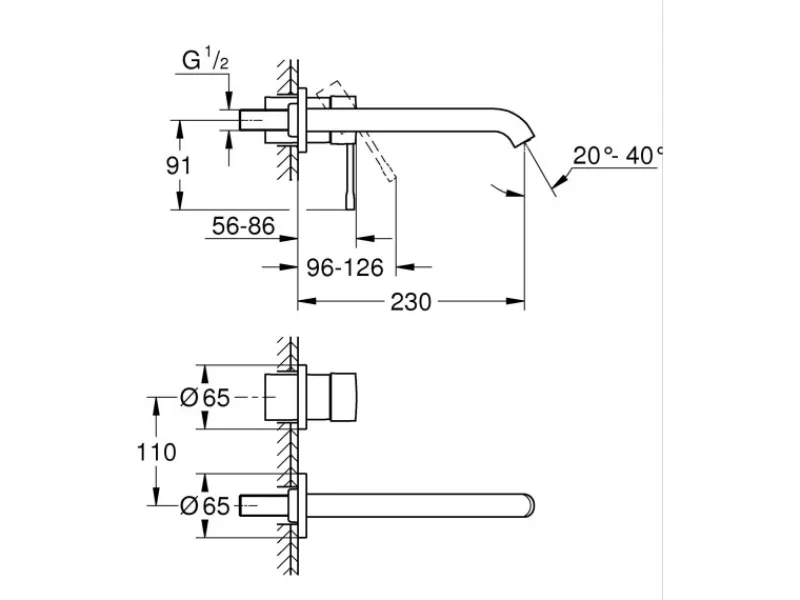 2-Loch-Waschtischbatterie Essence Chrom Einhebelmischer