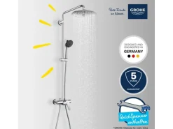 New QuickFix Duschsystem Vitalio Joy 260 mit Einhandmischer Wandmontage Einhebelmischer