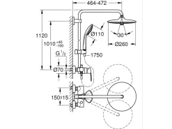 New QuickFix Duschsystem Vitalio Joy 260 mit Einhandmischer Wandmontage Einhebelmischer