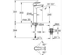 QuickFix Einhand-Waschtischbatterie Start Alira XL-Size Chrom Zubehör Für Küchenarmatur|Ersatzteile Küchenarmatur