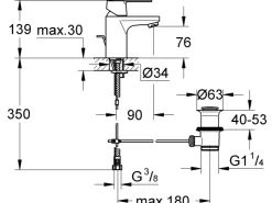 Clearance Grohe QuickFix Einhebelmischer-Waschbeckenarmatur Get Chrom