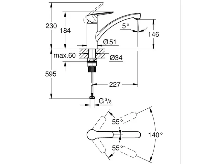 Discount Grohe QuickFix Einhebel-Spültischarmatur Start Schwarz