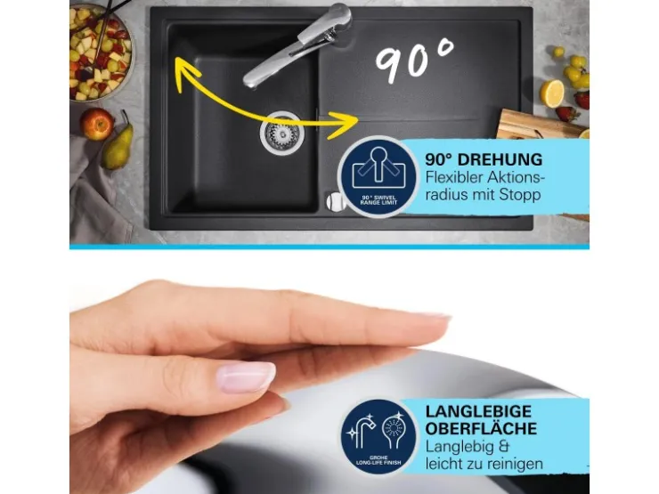 New Grohe QuickFix Spültischarmatur Start mit ausziehbarer Dualbrause Chrom